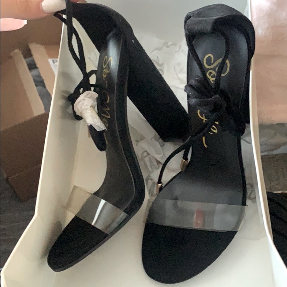 Black lace up heels from fashion nova never worn